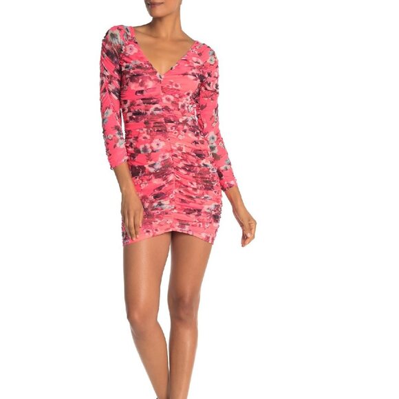 🎁 Free Press Mesh Ruched Mini Dress - Picture 1 of 10